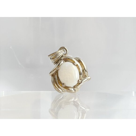 Moonstone Accented Abstract Sterling Silver 925 Vintage Pendant | Charm - Picture 6 of 9